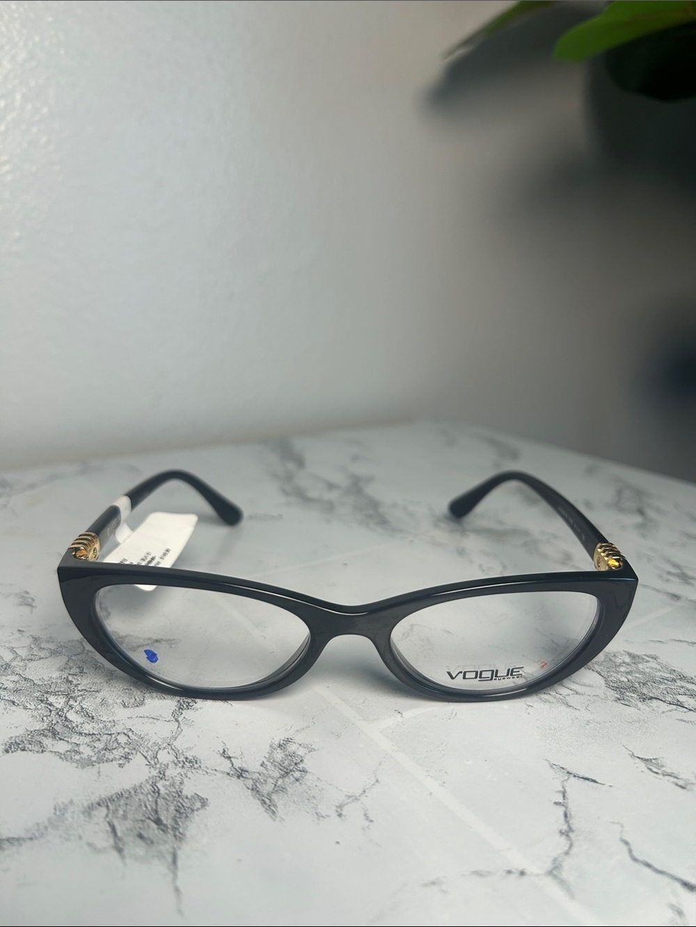 Vogue VO5240-B Black Cat Eye Eyeglasses Gold Detail 51-17-135 NWT